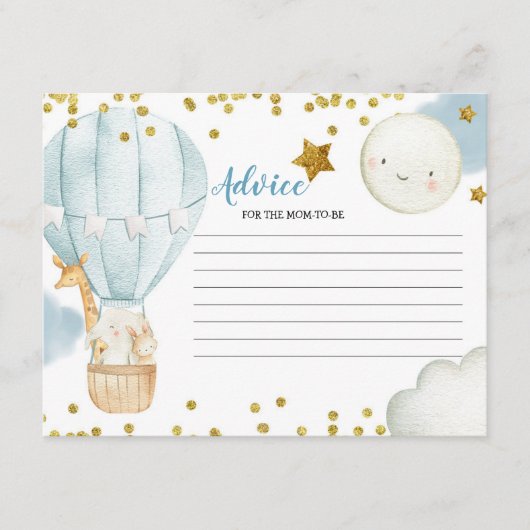 Advice Card Blue Hot Air Ballon Oerwoud Informatiekaartje (Voorkant)