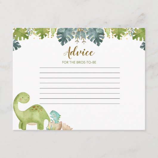 Advice Card Dinosaur Greenery floral Informatiekaartje (Voorkant)