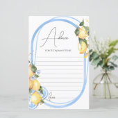 Advice Card Mom To Be Lemon Baby Shower (Staand voorkant)