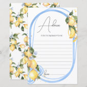 Advice Card Mom To Be Lemon Baby Shower (Voorkant / Achterkant)