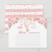 Advice Card Pink Hot Air Ballon Animals oerwoud Informatiekaartje (Voorkant / Achterkant)