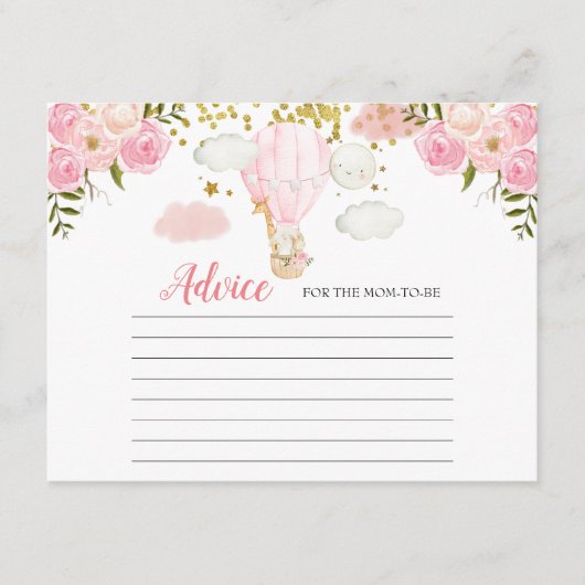 Advice Card Pink Hot Air Ballon Animals oerwoud Informatiekaartje (Voorkant)