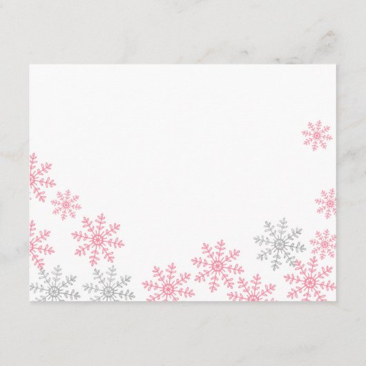 Advice Card Pink Silver Winter Snowflakes Informatiekaartje (Achterkant)