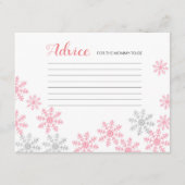 Advice Card Pink Silver Winter Snowflakes Informatiekaartje (Voorkant)