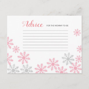 Advice Card Pink Silver Winter Snowflakes Informatiekaartje