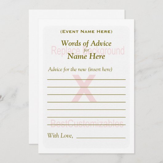 Advice Card-Sjabloon | partijgame Kaart (Voorkant / Achterkant)