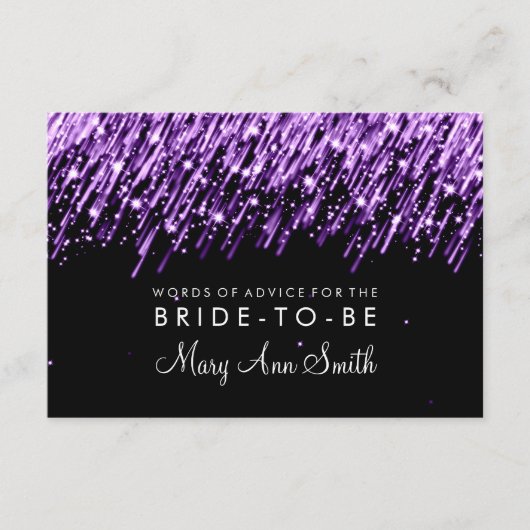 Advice Card Vrijgezellenfeest Paarse Falling Stars Advieskaart (Voorkant)