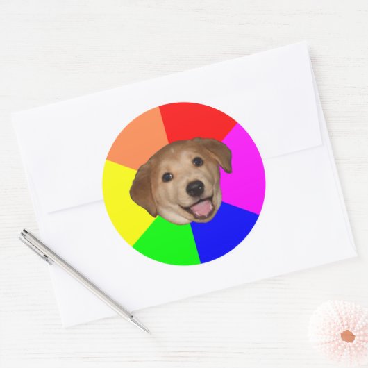Advice Dog Ronde Sticker (Envelop)