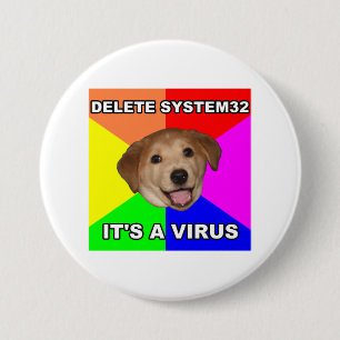 Advice Dog zegt: Het virus verwijderen Ronde Button 7,6 Cm