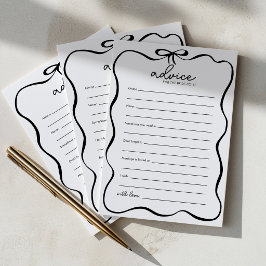 Advice For The Bride Black Bow Bridal Shower Game Advieskaart