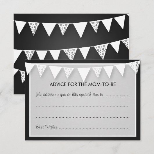 Advice Kaart Baby shower Love Bunting Black (Voorkant / Achterkant)