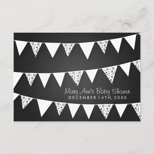 Advice Kaart Baby shower Love Bunting Black (Achterkant)