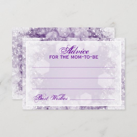 Advice Kaart Baby shower Night Sparkle Paars (Voorkant / Achterkant)