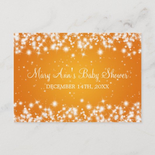 Advice Kaart Baby shower Winter Sparkle Sinaasappe (Achterkant)