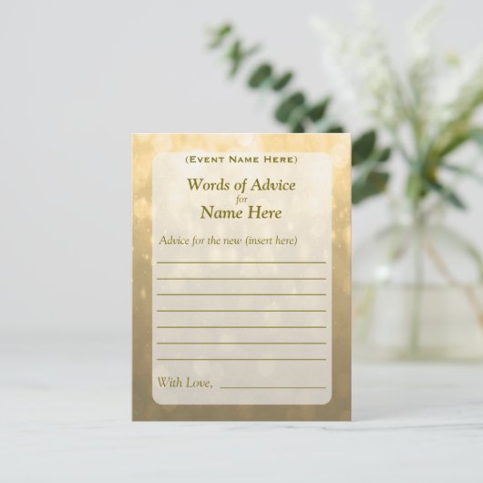 Advice Kaart | Gold Bokeh Lights (Staand voorkant)