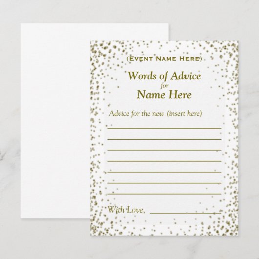 Advice Kaart | GoudConfetti (Voorkant / Achterkant)