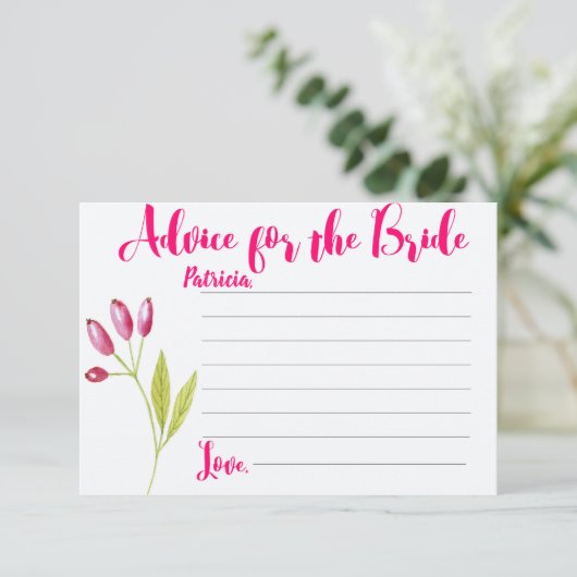 Advice Kaart voor Bride om het Spel van het Vrijge (Staand voorkant)