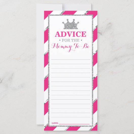 Advice Kaart voor Mam-Te-be, Baby shower Faux Silv (Voorkant)