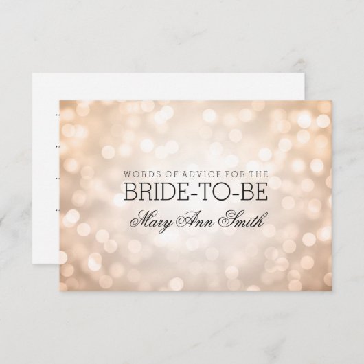 Advice Kaart Vrijgezellenfeest Koper Glitter Licht (Voorkant / Achterkant)