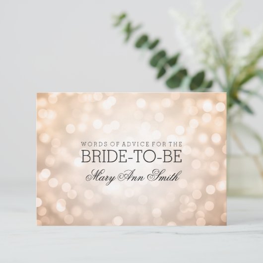 Advice Kaart Vrijgezellenfeest Koper Glitter Licht (Staand voorkant)