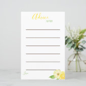 Advice-Kaarten voor mam Baby shower Lemon Yellow (Staand voorkant)
