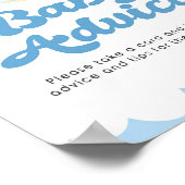 Advice Sign Blue Elephant Boy Baby shower Poster (Hoek)