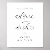 Advice Sign for Elegant Wedding Wishes Poster (Voorkant)