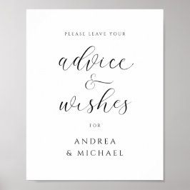 Advice Sign for Elegant Wedding Wishes Poster