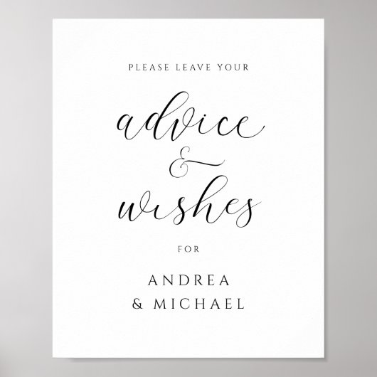 Advice Sign for Elegant Wedding Wishes Poster (Voorkant)