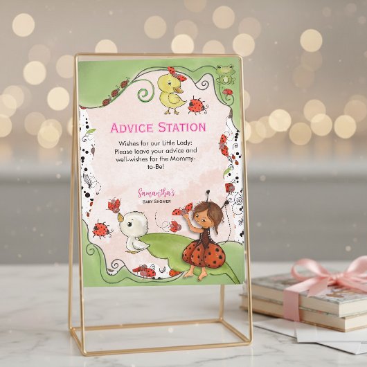 Advice Station Sign | Ladybug Garden Baby Shower Kaart