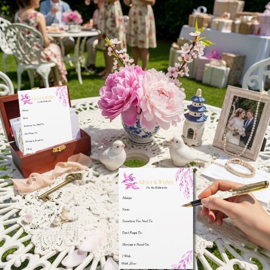 Advice & Wishes  Bridal shower Pink Chinoiserie