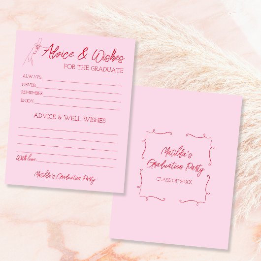 Advice & Wishes For Graduate Pink & Red Card Aankondiging