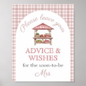 Advice Wishes Pink Country market Bridal Shower Poster (Voorkant)