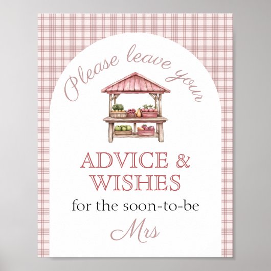 Advice Wishes Pink Country market Bridal Shower Poster (Voorkant)