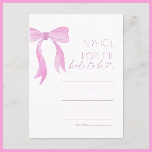 Advies aan het Bride Pink Bow Vrijgezellenfeest sp Briefkaart