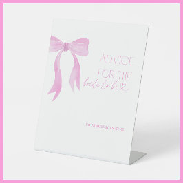 Advies aan het Bride Pink Bow Vrijgezellenfeest sp Reclamebord Met Voetstuk