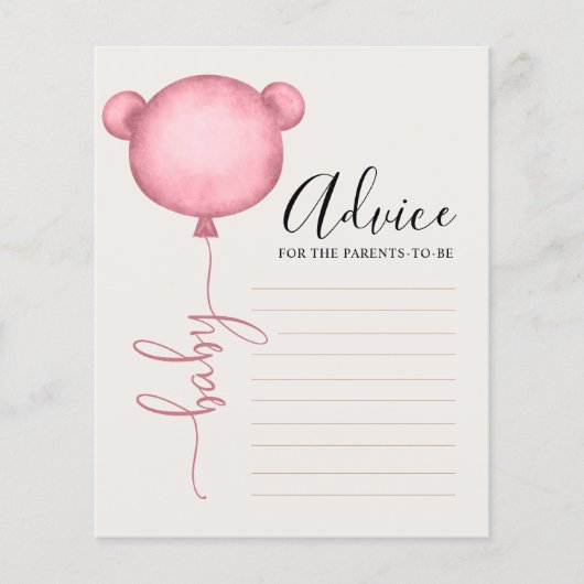Advies aan Ouder Beary Pink Baby shower Game (Voorkant)