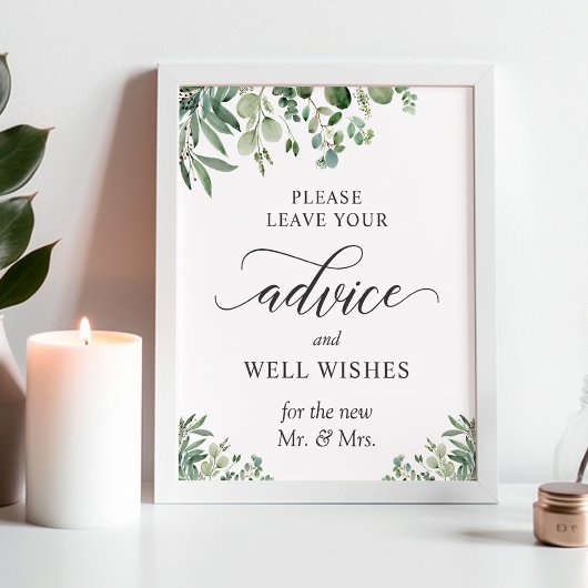 Advies en goede wensen bord Eucalyptus bladeren Poster