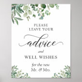 Advies en goede wensen bord Eucalyptus bladeren Poster (Voorkant)