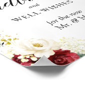 Advies en goede wensen bord rood wit bloemmotief poster (Hoek)