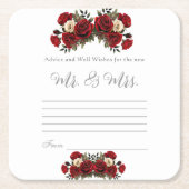 Advies en goede wensen Mr & Mrs Red Roses Kartonnen Onderzetters (Voorkant)
