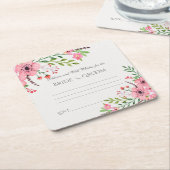 Advies en goede wensen, roze Waterverf Kartonnen Onderzetters (Schuin)