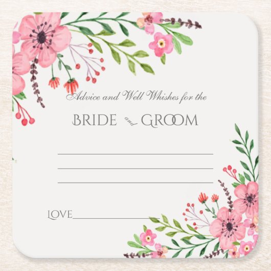 Advies en goede wensen, roze Waterverf Kartonnen Onderzetters (Voorkant)