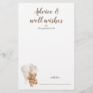 Advies en goede wensen Teddybeer-babyshower Flyer