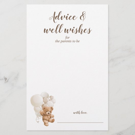Advies en goede wensen Teddybeer-babyshower  Flyer (Voorkant)
