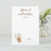 Advies en goede wensen Teddybeer babyshower kaart (Staand voorkant)