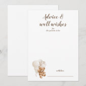 Advies en goede wensen Teddybeer babyshower kaart (Voorkant / Achterkant)