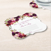 Advies en goede wensen, waterverf bordeaux kartonnen onderzetters (Gekanteld)