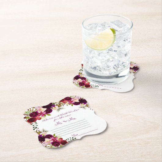 Advies en goede wensen, waterverf bordeaux kartonnen onderzetters (Insitu)