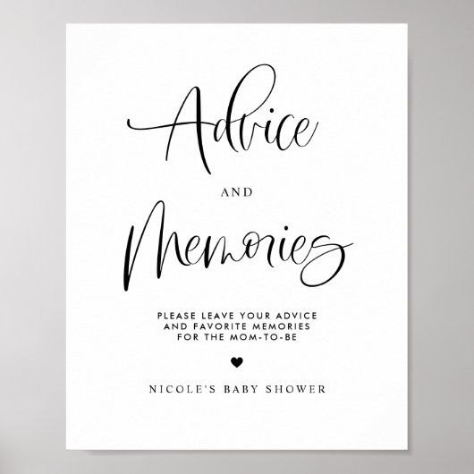 Advies en Herinneringen Leuk Kalligrafie Baby show Poster (Voorkant)